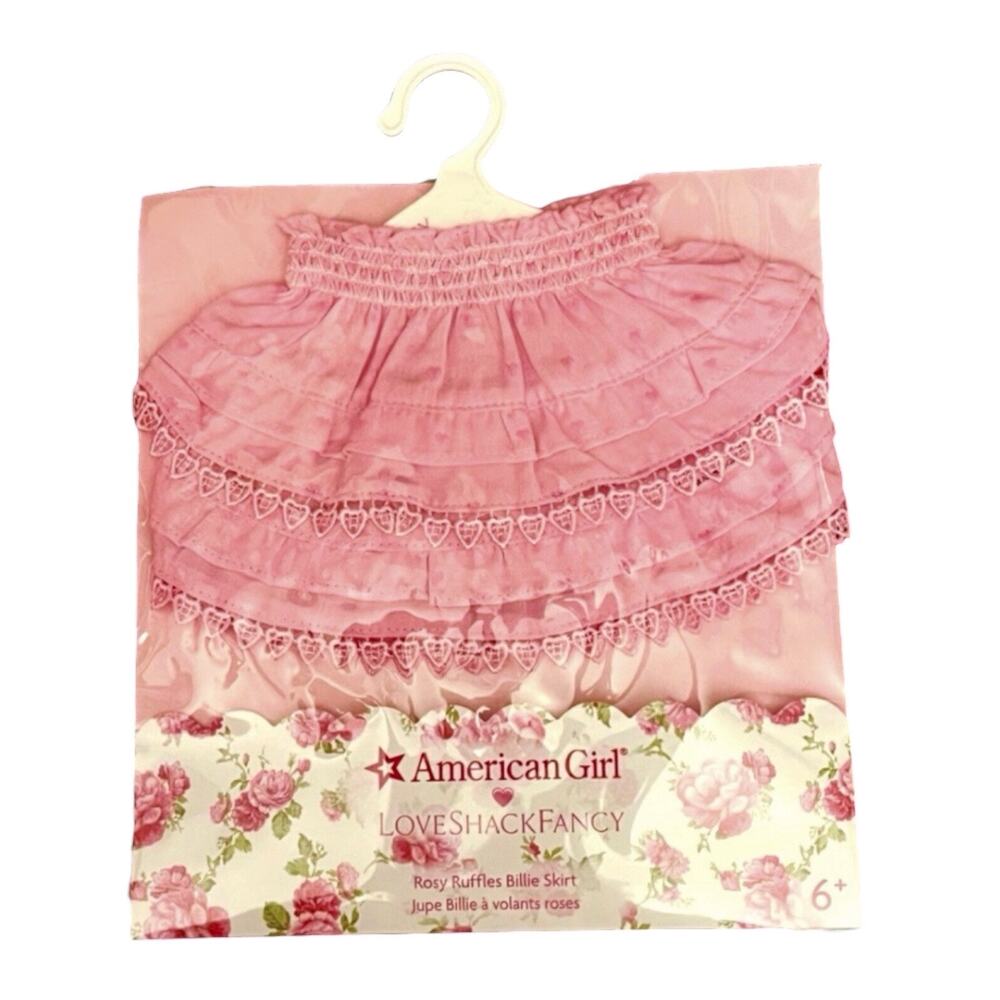 American Girl Love Shack Fancy Billie Skirt Rosie Ruffles Pink Lace Hanger New